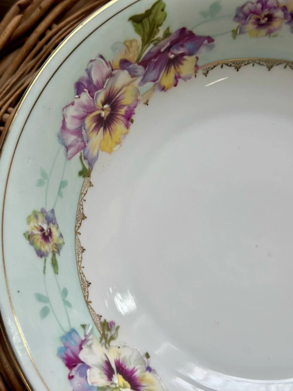 Vintage PM Bavaria Floral Porcelain Bowl with Lavender Yellow and Mint Accents